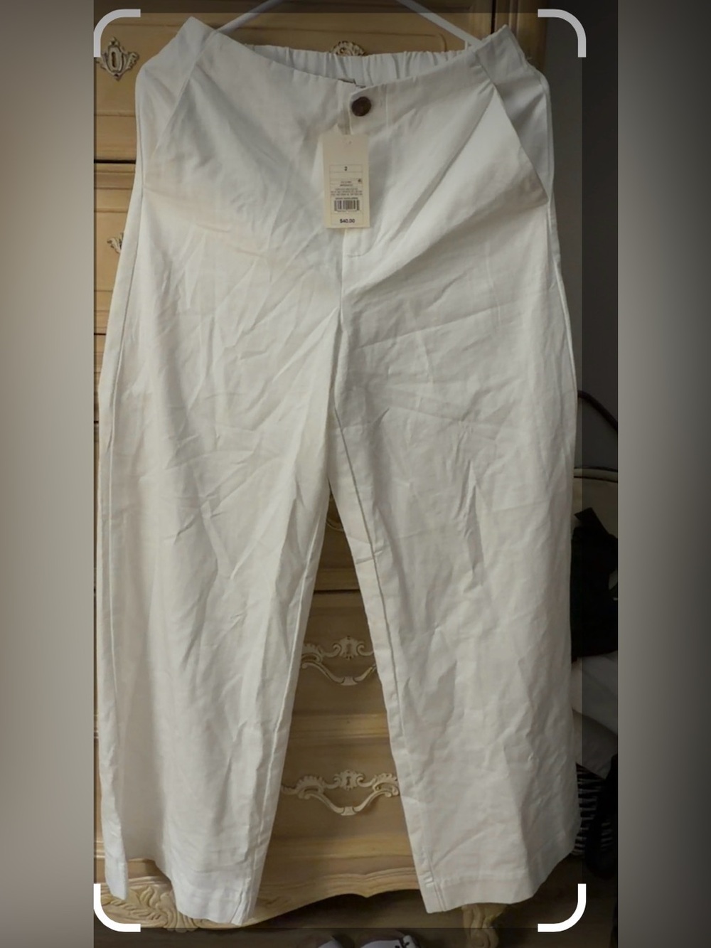 White Wide-Leg Casual Pants